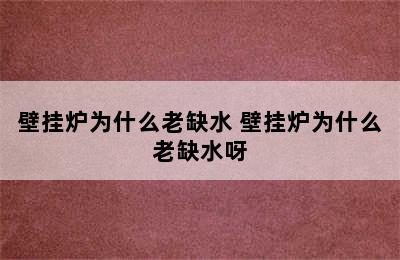 壁挂炉为什么老缺水 壁挂炉为什么老缺水呀